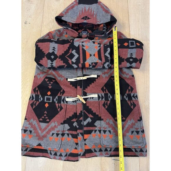 Vintage Gap Aztec Wool Women’s Duffle Hoodie Size XL Aztec Western - Picture 4 of 9